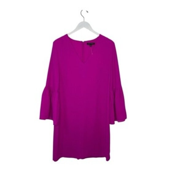 BANANA REPUBLIC Magenta Pleated Bell Sleeves Shift Dress Size 8 - Picture 1 of 4